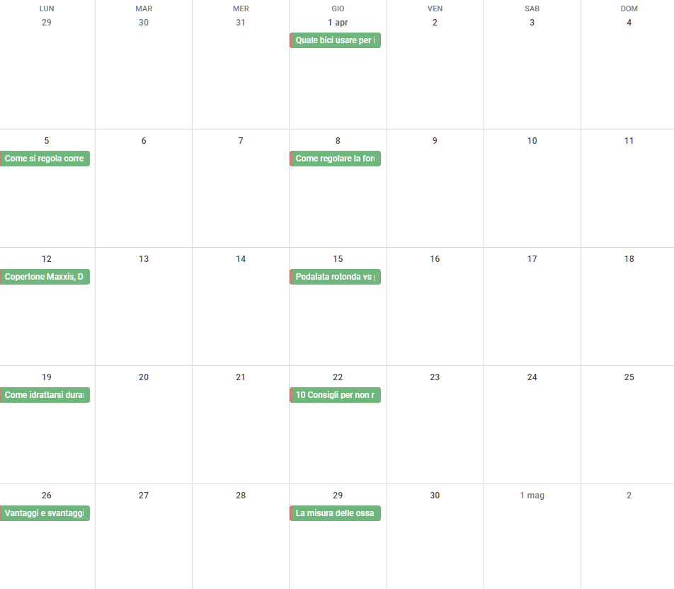Calendario Editoriale: come iniziare partendo da zero! - calendario editoriale con contenuti creati