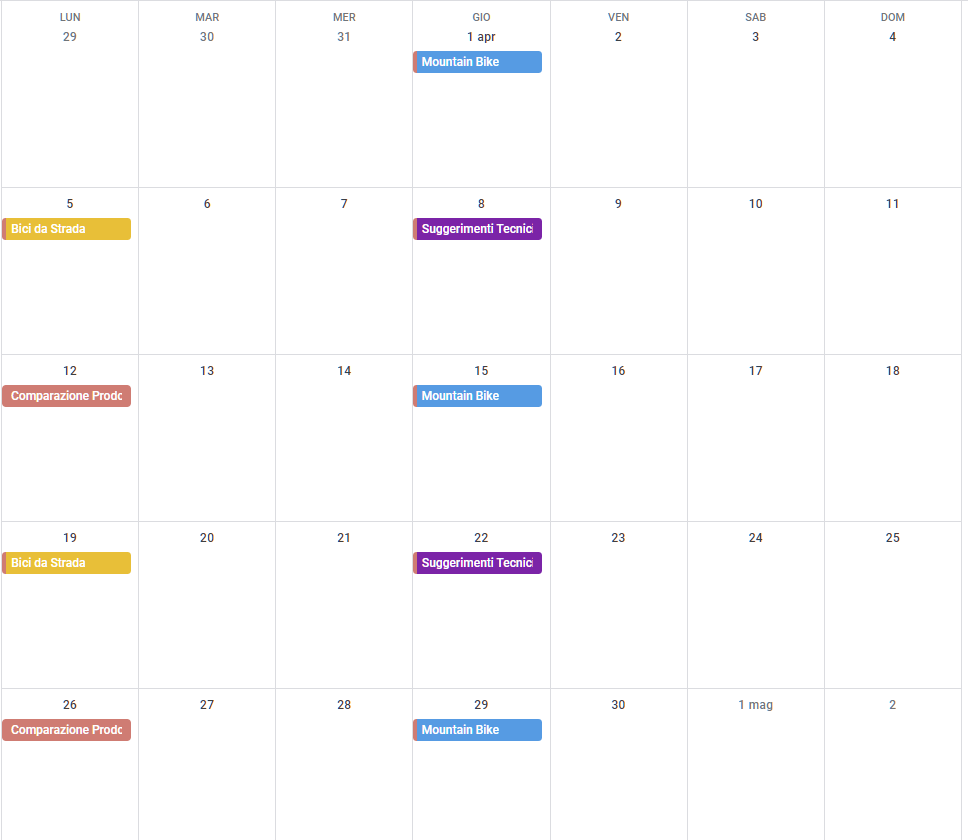 Calendario Editoriale: come iniziare partendo da zero! - esempio calendario editoriale comparazione