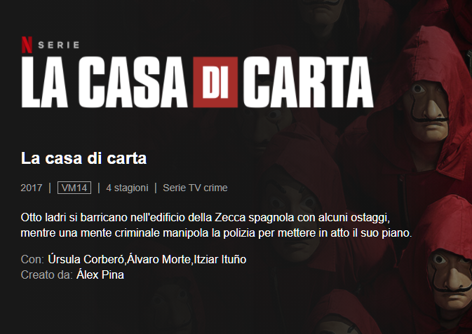 Call to Action: Esempi - Call to Action: Esempio di Cliffhanger con La casa di Carta