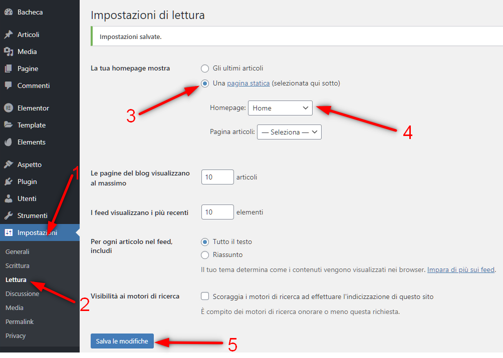 Come creare un sito web - impostazione della homepage