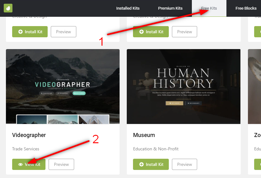 Come creare un sito web - installa free kits envato