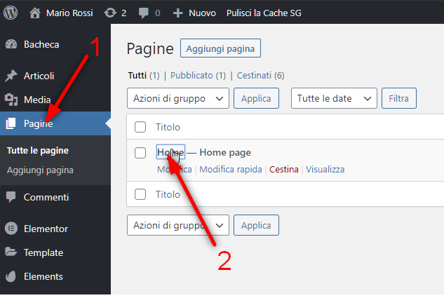 Come creare un sito web - modifica home page