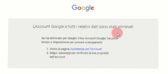 Come eliminare un Account Google definitivamente - conferma Eliminazione
