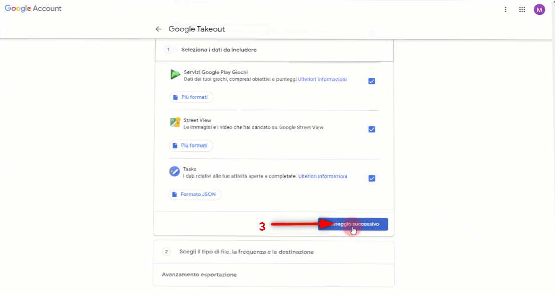 Come eliminare un Account Google definitivamente - click su passaggio successivo