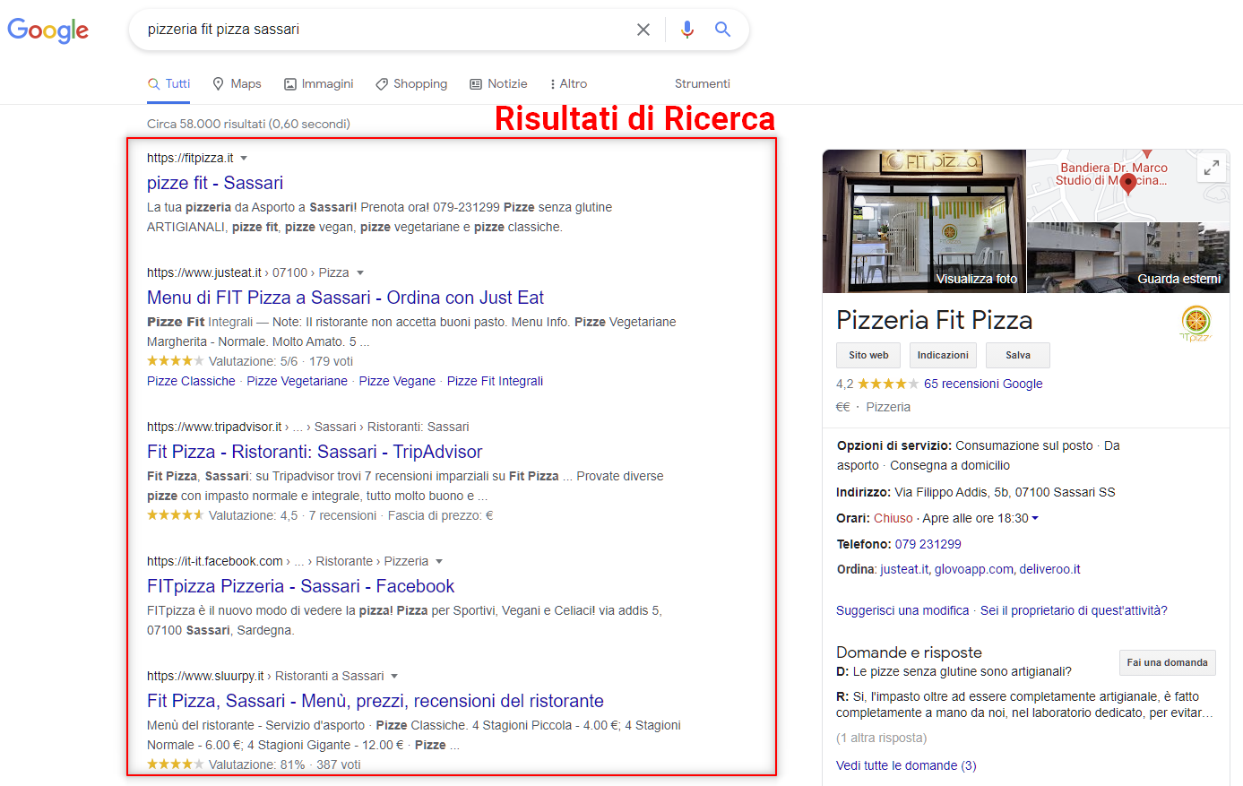 Come inserire la mia Azienda su Google? - esempio risultati di ricerca locale Google
