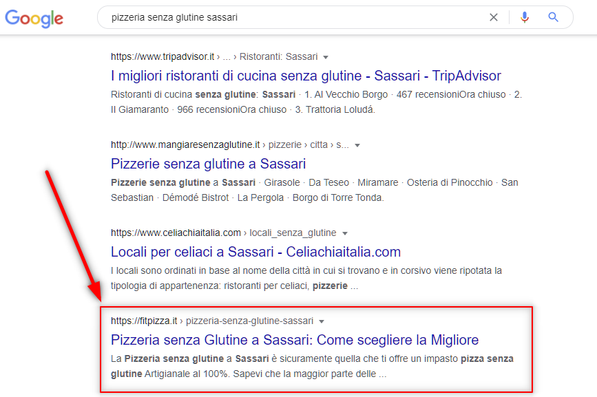 Come inserire la mia Azienda su Google? - esempio risultati di ricerca Google Generico