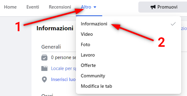 Creare una pagina Facebook aziendale - aggiungi informazioni