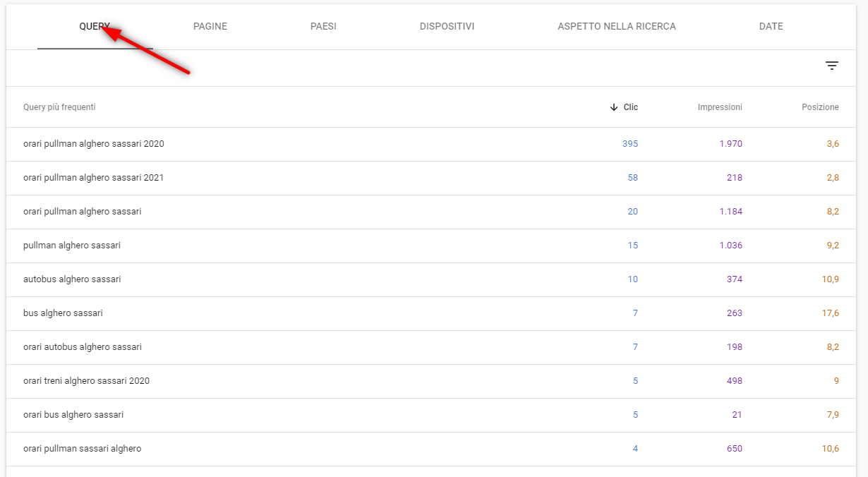 Parole Chiave: cosa sono e come trovarle in 7 step! - trova parole chiave nella google search console query