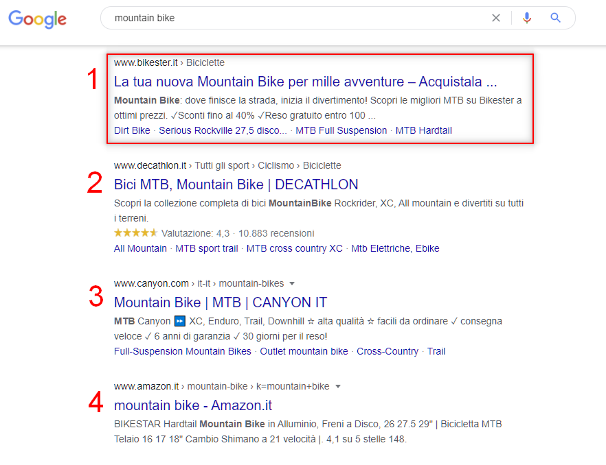 SEO Significato e perché dovresti conoscerla - risultato di ricerca google